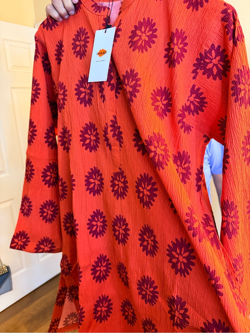 New Khaadi two piece Women's Red Floral Printed shirt with tags Size 10
